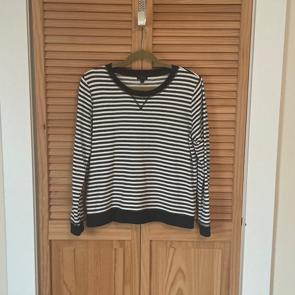 Talbots Navy and White Striped Top